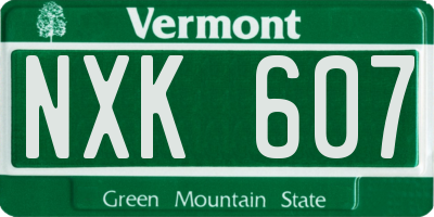 VT license plate NXK607