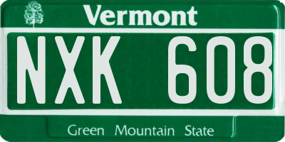 VT license plate NXK608