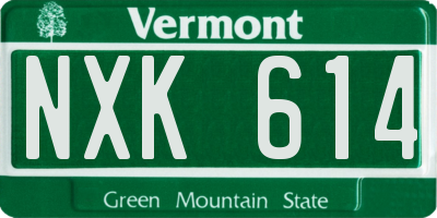 VT license plate NXK614