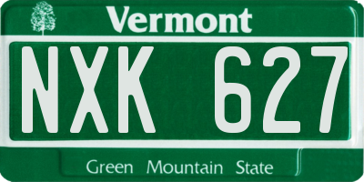 VT license plate NXK627