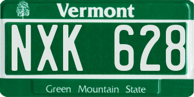 VT license plate NXK628