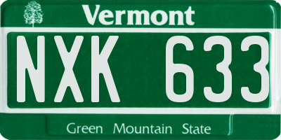 VT license plate NXK633