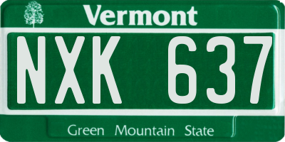 VT license plate NXK637