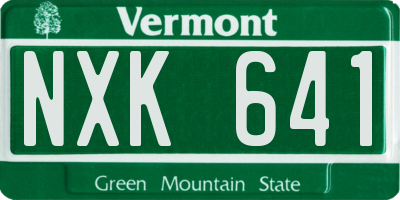 VT license plate NXK641