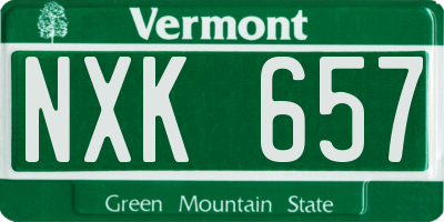 VT license plate NXK657