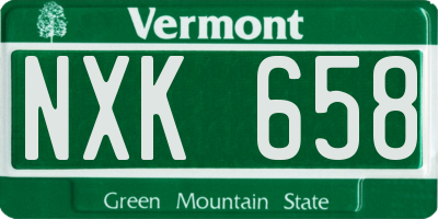VT license plate NXK658