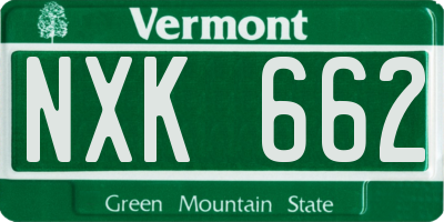 VT license plate NXK662