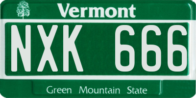 VT license plate NXK666