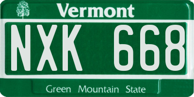 VT license plate NXK668