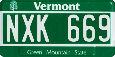 VT license plate NXK669