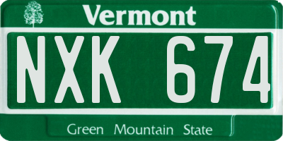 VT license plate NXK674
