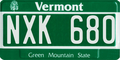 VT license plate NXK680