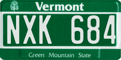 VT license plate NXK684