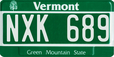 VT license plate NXK689