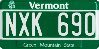 VT license plate NXK690