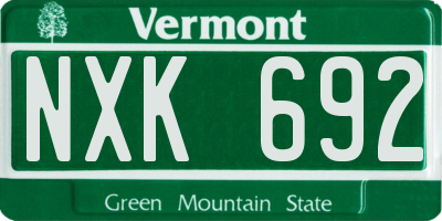 VT license plate NXK692