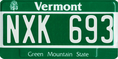 VT license plate NXK693