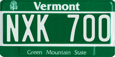 VT license plate NXK700
