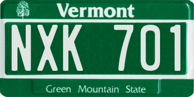VT license plate NXK701