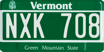 VT license plate NXK708