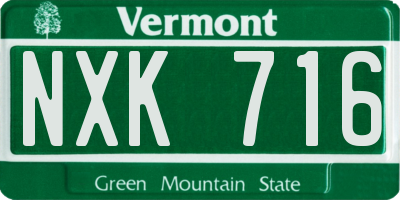 VT license plate NXK716