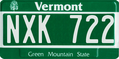 VT license plate NXK722
