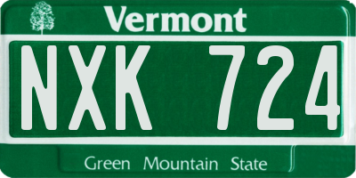 VT license plate NXK724