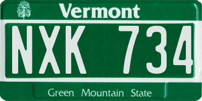 VT license plate NXK734