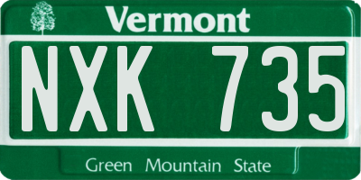 VT license plate NXK735