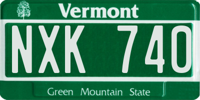 VT license plate NXK740