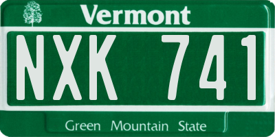 VT license plate NXK741