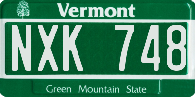 VT license plate NXK748