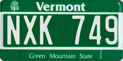 VT license plate NXK749