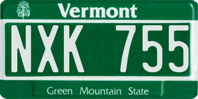 VT license plate NXK755
