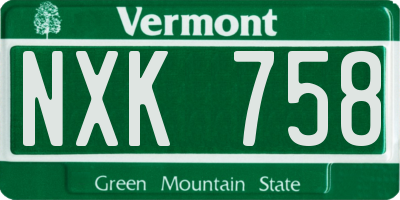 VT license plate NXK758