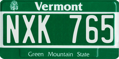 VT license plate NXK765