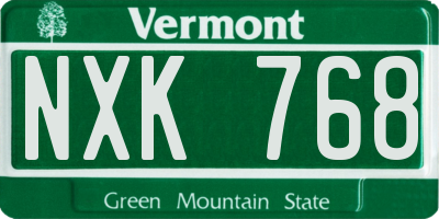 VT license plate NXK768