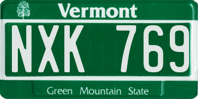 VT license plate NXK769