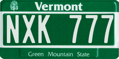 VT license plate NXK777