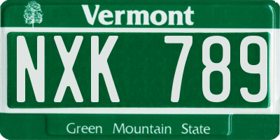 VT license plate NXK789