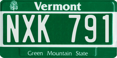 VT license plate NXK791