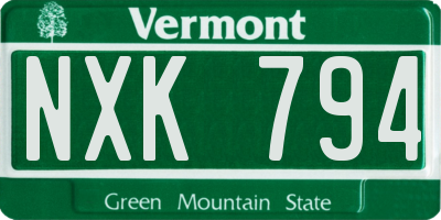 VT license plate NXK794