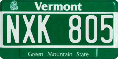 VT license plate NXK805