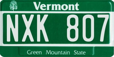 VT license plate NXK807