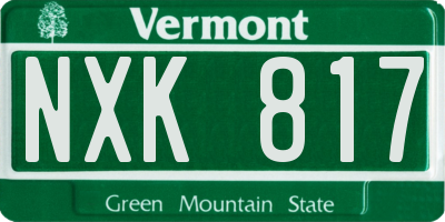 VT license plate NXK817