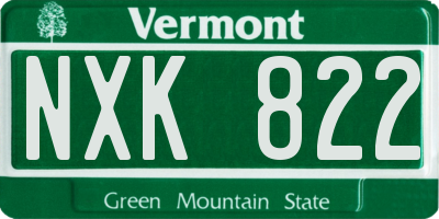 VT license plate NXK822