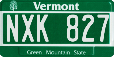 VT license plate NXK827