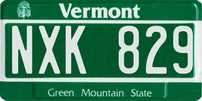 VT license plate NXK829