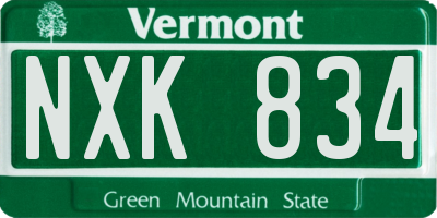 VT license plate NXK834