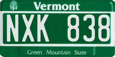 VT license plate NXK838